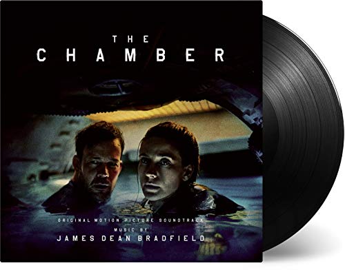 Black vinyl record with album cover depicting two people in water.
