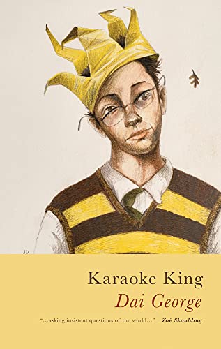 A drawing of a man wearing a yellow paper crown and striped sweater.