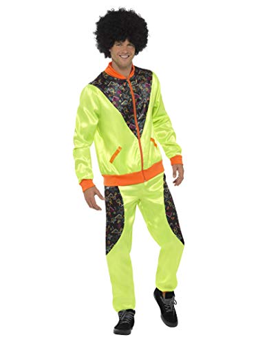 Smiffys Retro Shell Suit Costume, Mens, Neon Green, M - Size 38-40