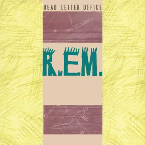 R.E.M. “Dead Letter Office” vinyl album cover, abstract yellow and red design.
