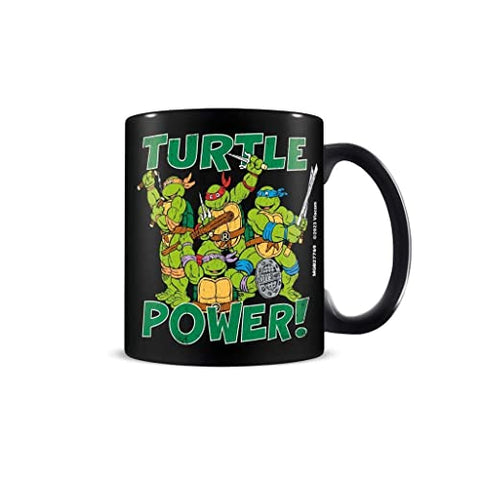 Teenage Mutant Ninja Turtles Coffee Mug (Turtle Power Design) 11oz Large Mug in Presentation Gift Box. Ceramic Mugs for Women. Ninja Turtle Black Mug. TMNT Tea Mug - Official Merchandise
