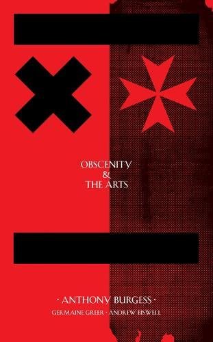 Red book cover with black and red geometric shapes, title "Obscenity & The Arts".