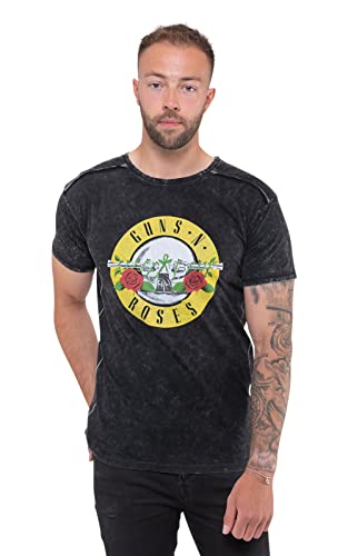 Guns N Roses T Shirt Classic Band Logo Official Mens Black Snow Wash XXL