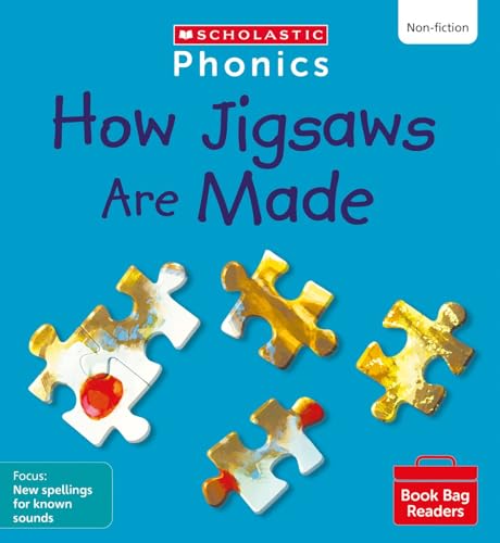 Book cover: “How Jigsaws Are Made” with jigsaw puzzle pieces.
