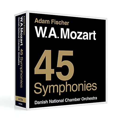 Black CD case with gold text: "W.A. Mozart 45 Symphonies".