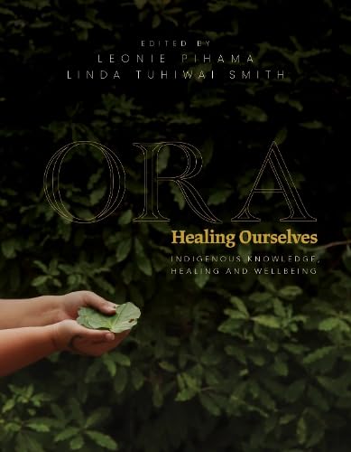 Book cover with earthy tones, featuring Indigenous artwork or patterns, and natural textures.