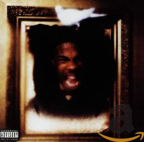Busta Rhymes album cover, portrait in ornate gold frame, dark background.
