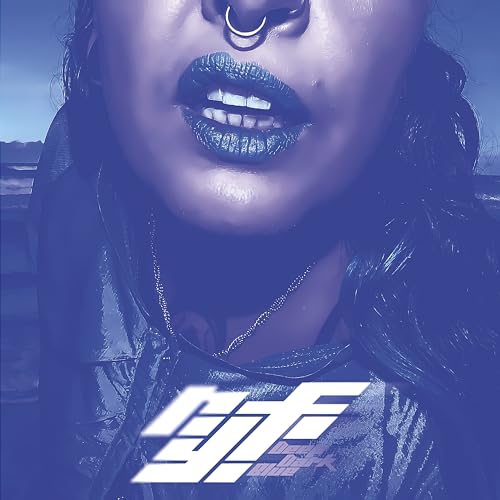 Close-up of person with blue lips and nose ring, album artwork.