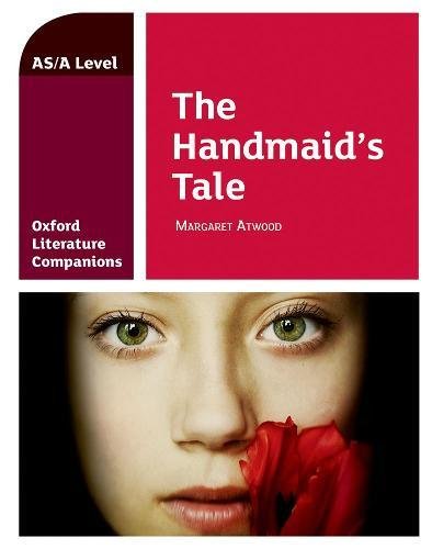 Book cover for “The Handmaid’s Tale” with a woman’s face and red flower.