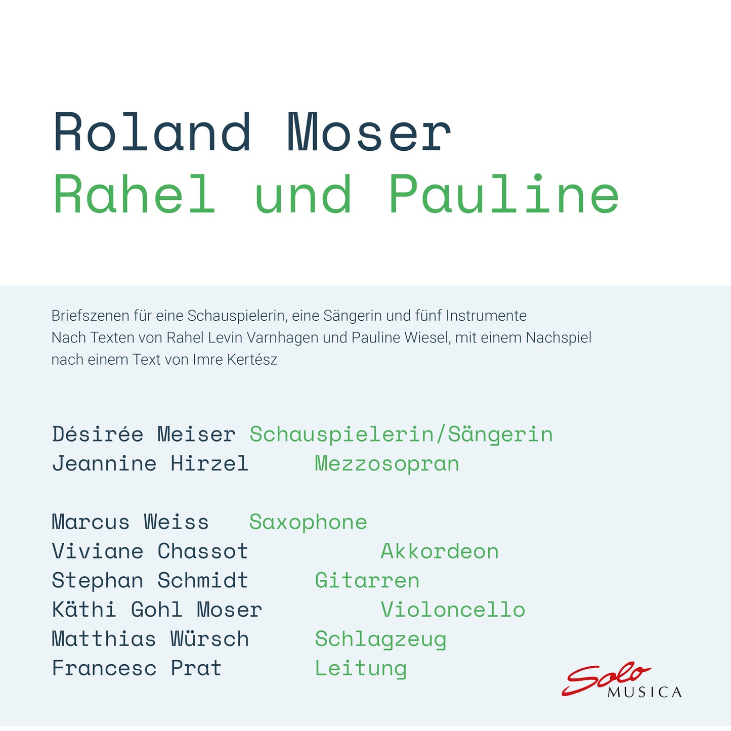 Hirzel/weiss/chassot/schmidt - Moser - Rahel Und Pauline [CD]