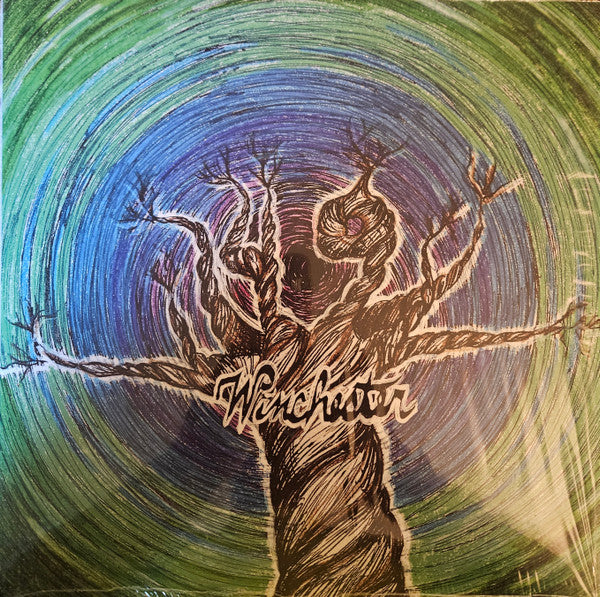 CD cover featuring a stylized brown tree against a colorful swirling vortex background.