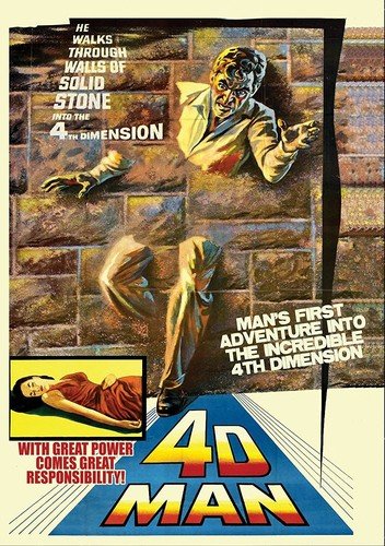 DVD cover for "4D Man" with man emerging from a brick wall.