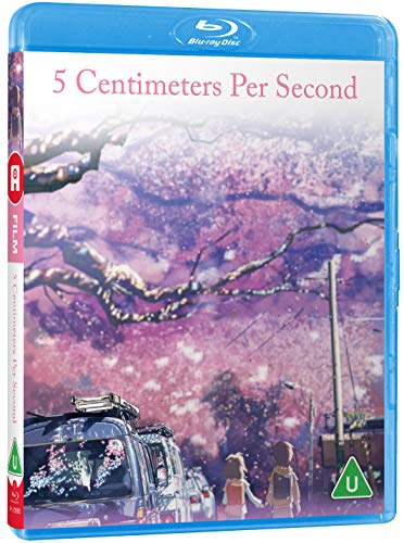 5 Centimeters Per Second" Blu-ray cover with cherry blossoms and figures.