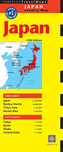 Folded Japan travel map, fifth edition, showing country outline and city plans.