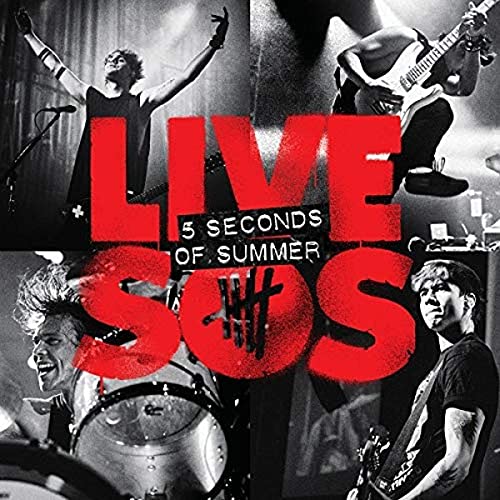 CD cover for 5 Seconds of Summer’s “Livesos” featuring band members performing.