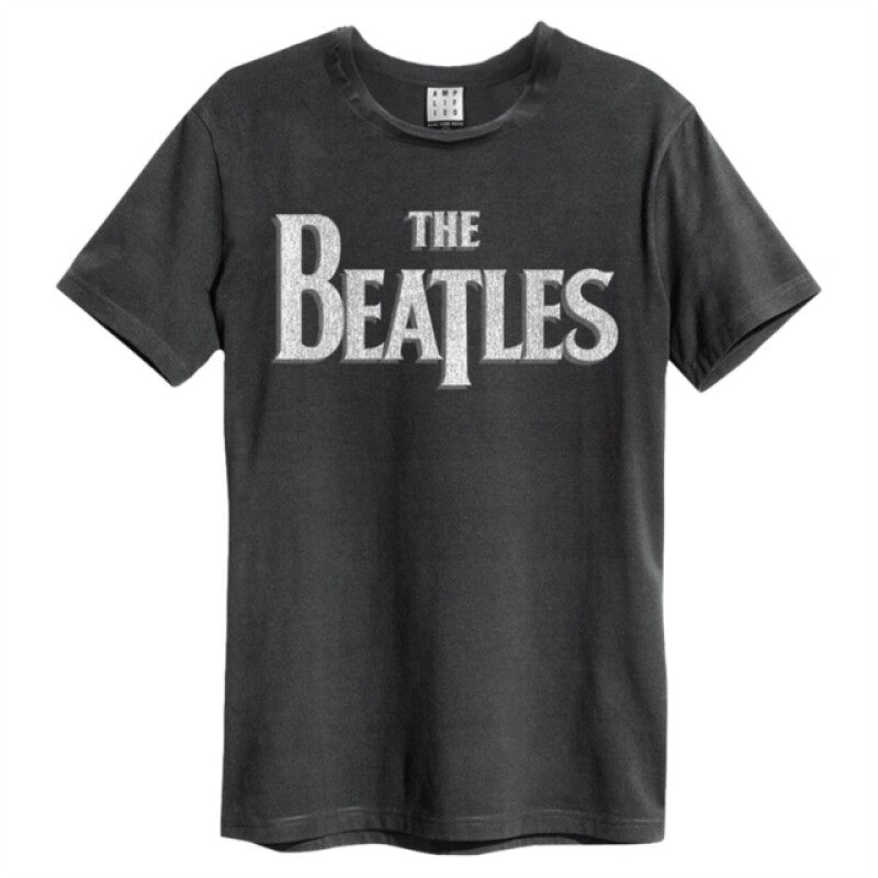 Beatles Logo Amplified Medium Vintage Charcoal T Shirt