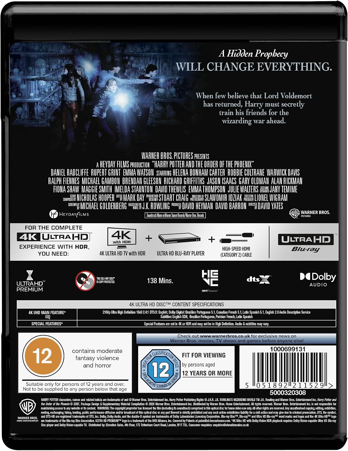 Harry Potter and the Order of the Phoenix [4K UHD] [Blu-ray]