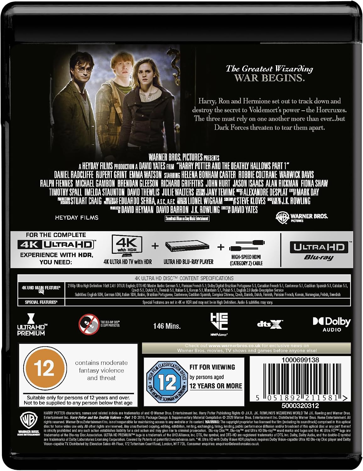 Harry Potter and the Deathly Hallows - Part 1 [4K UHD] [Blu-ray]