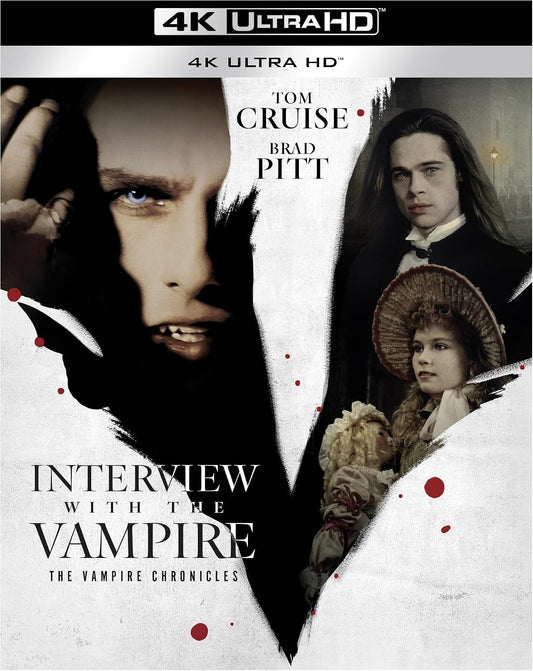 “Interview With The Vampire” 4K UHD Blu-ray cover featuring Tom Cruise and Brad Pitt.