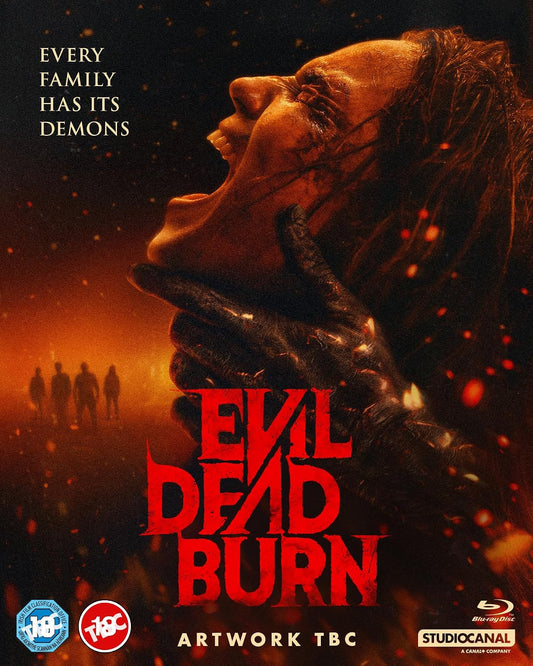 Blu-ray cover for horror film "Evil Dead Burn" featuring a screaming woman.