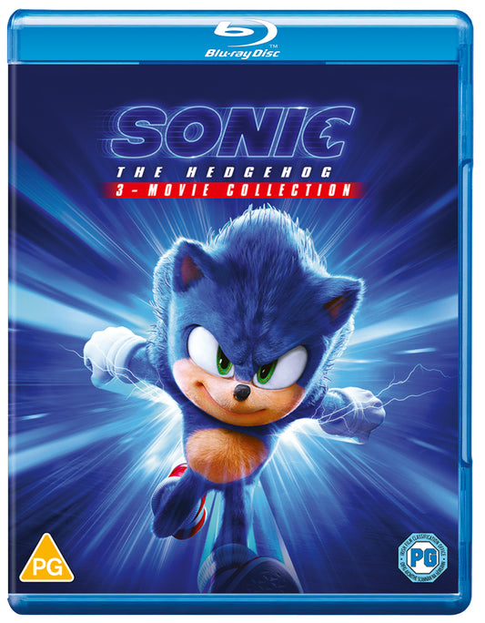 Blu-ray cover featuring Sonic the Hedgehog running with a dynamic blue background.