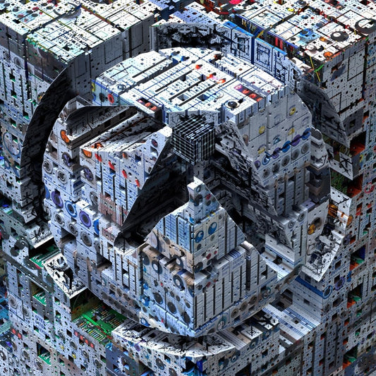 Aphex Twin album cover: abstract, white, textured, and geometrically complex design.