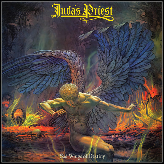 Album cover for Judas Priest’s “Sad Wings of Destiny” featuring a fallen angel.