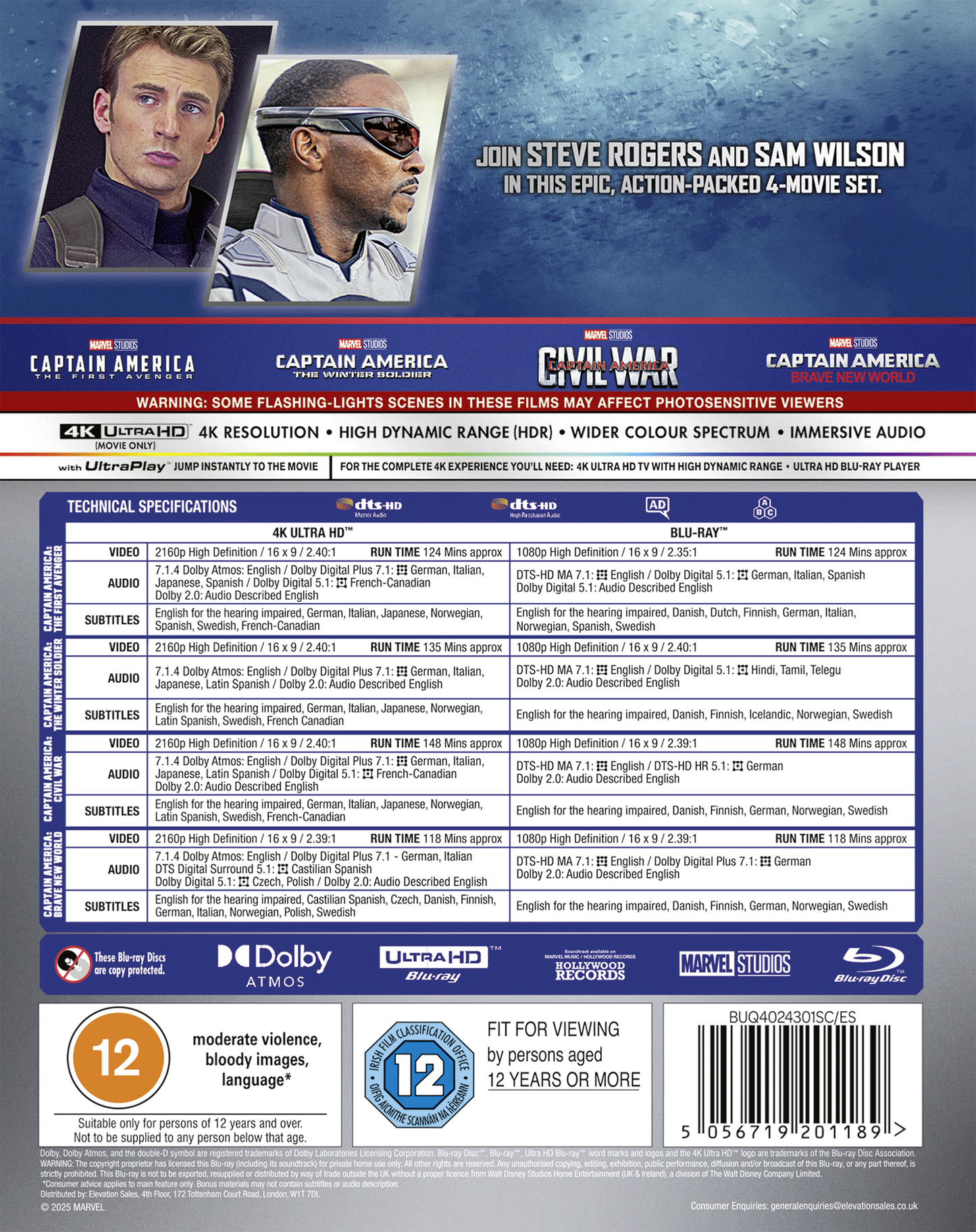 Marvels Captain America 1-4 Collection (UHD) [Blu-ray]