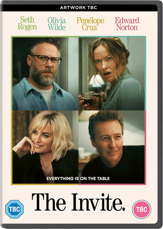 DVD cover for "The Invite" featuring Seth Rogen, Olivia Wilde, and others.
