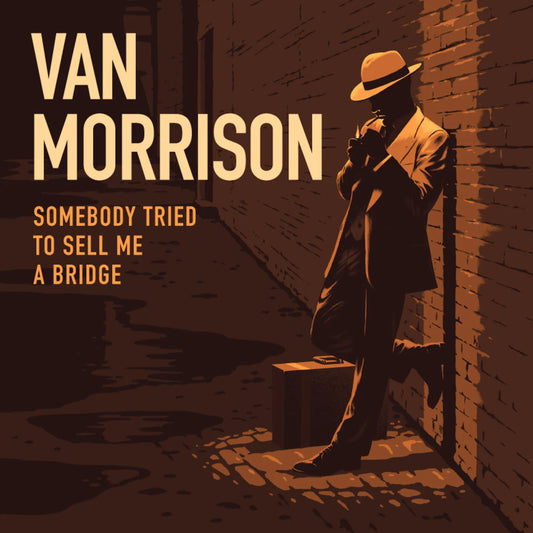 Vinyl record cover art showing a man in a hat leaning against a wall.