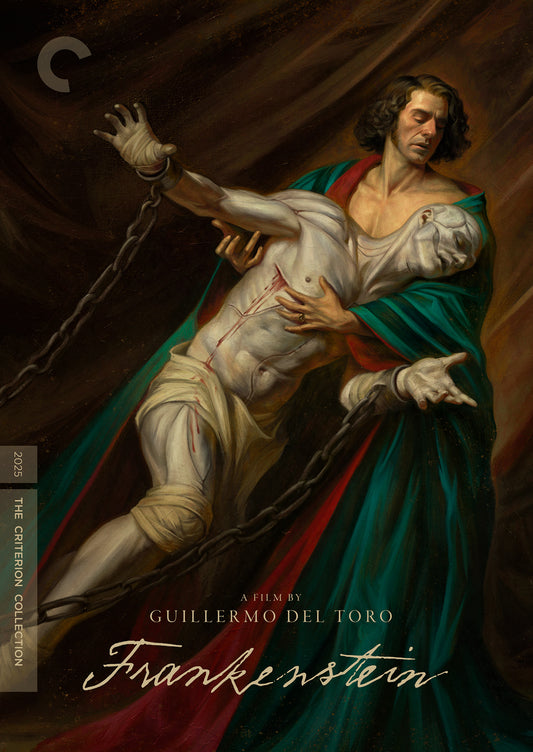 Frankenstein" DVD cover: a chained, wounded figure in a teal robe.