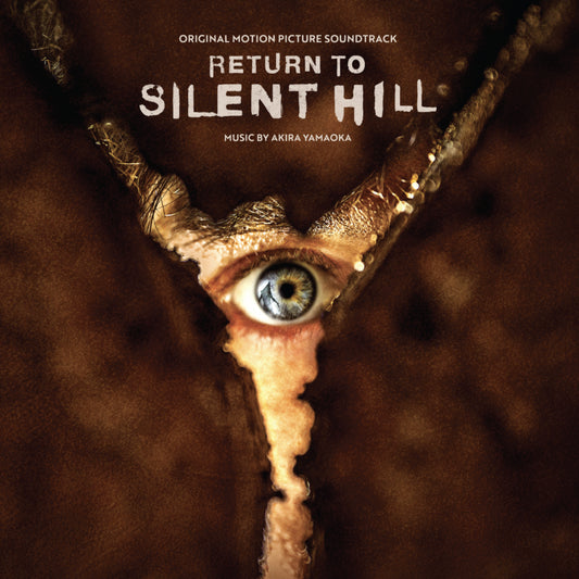 A human eye peering through a jagged tear in dark, textured brown material.