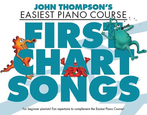 Piano course book cover with colorful cartoon monsters and large text.