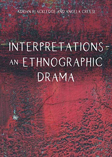 Book cover: "Interpretations – An Ethnographic Drama" with red textured background.