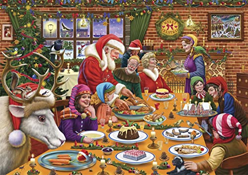 1000 Piece Jigsaw Puzzle - Christmas Dinner At Santa's Workshop -1000 Piece Jigsaw Puzzles for Adults - Hardest Jigsaw Puzzle, Festive Puzzle, Present