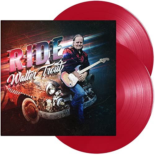 Red vinyl records with album cover featuring Walter Trout and a car.
