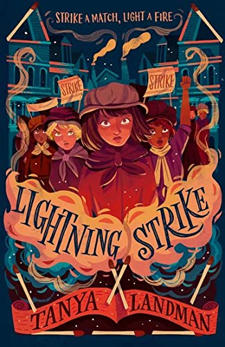 Book cover illustration showing a group of young women protesting in front of buildings.