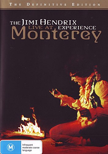 DVD cover featuring Jimi Hendrix performing with a burning guitar.