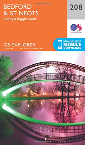 Bedford & St Neots Map | Sandy & Biggleswade | Ordnance Survey | OS Explorer Map 208 | England | Walks | Hiking | Maps | Adventure