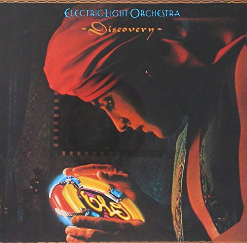 Album cover for Electric Light Orchestra’s “Discovery” featuring a veiled figure.