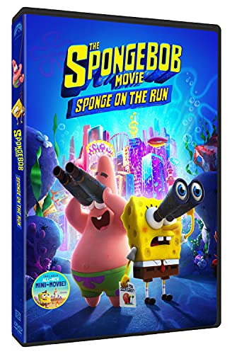DVD cover for “The Spongebob Movie: Sponge On The Run” featuring Spongebob and Patrick.