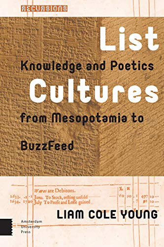Book cover: "List Cultures" by Liam Cole Young, textured brown background.