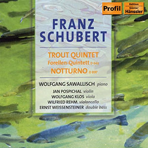 CDSCD cover for Schubert's Trout Quintet featuring trout swimming in green water.