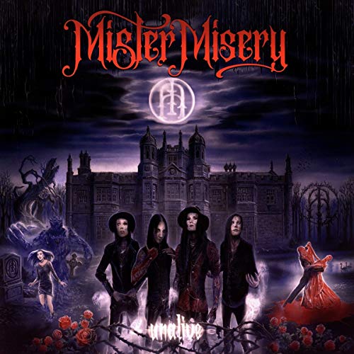 Mister Misery album cover: band in front of a gothic castle.