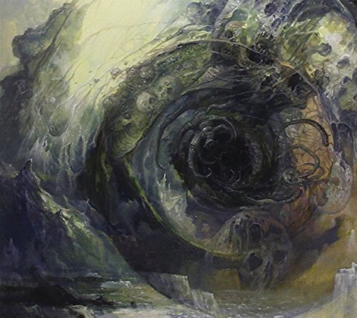 Dark, swirling fantasy painting with a central vortex and skull-like forms.