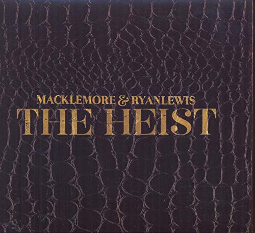 CD cover for Macklemore & Ryan Lewis’ “The Heist”, textured black background.