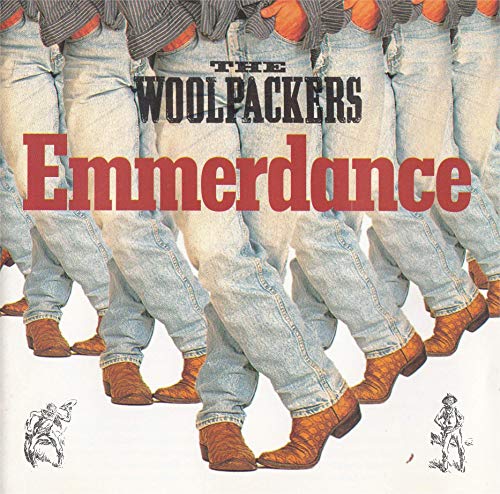 CD cover for "Emmerdance" by The Woolpackers, featuring repeating denim-clad legs.