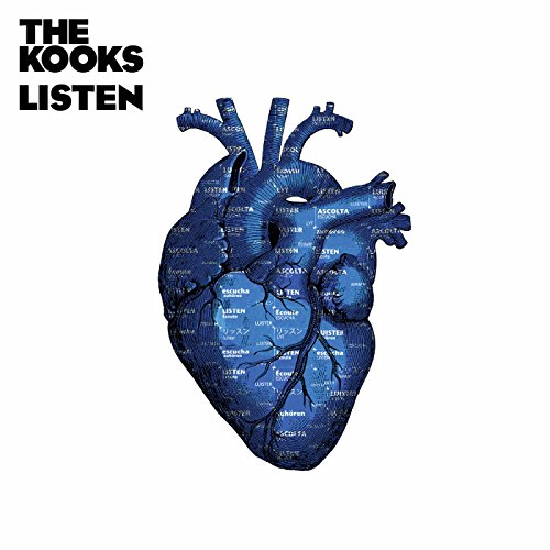 “Listen” album cover by The Kooks: a blue anatomical heart with text.