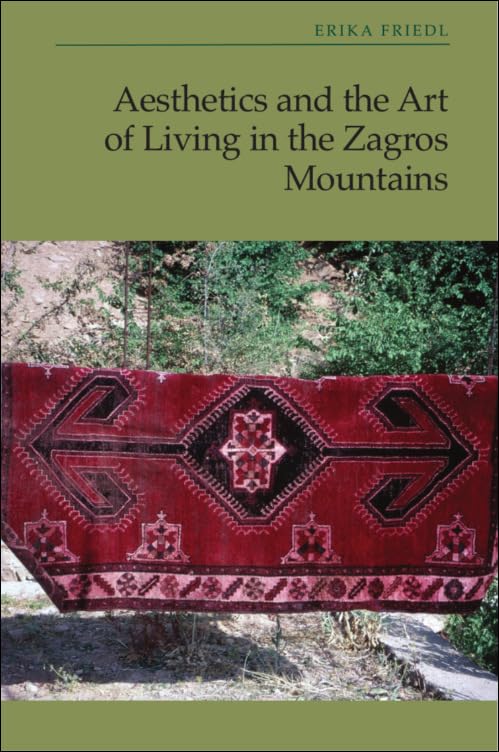 Book cover with a red patterned rug and mountainous landscape.