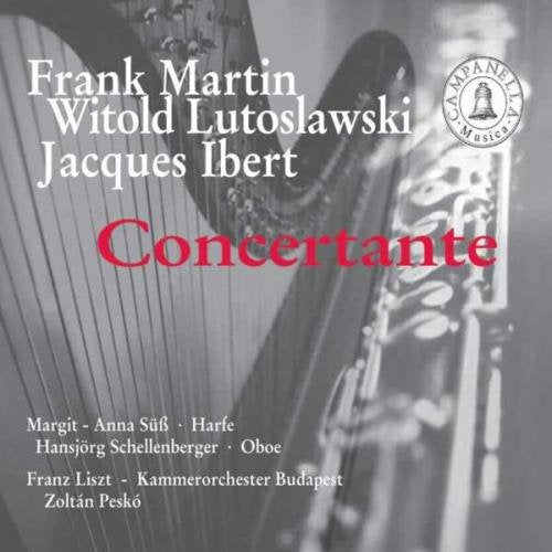 CD cover featuring a harp and text listing composers and performers.